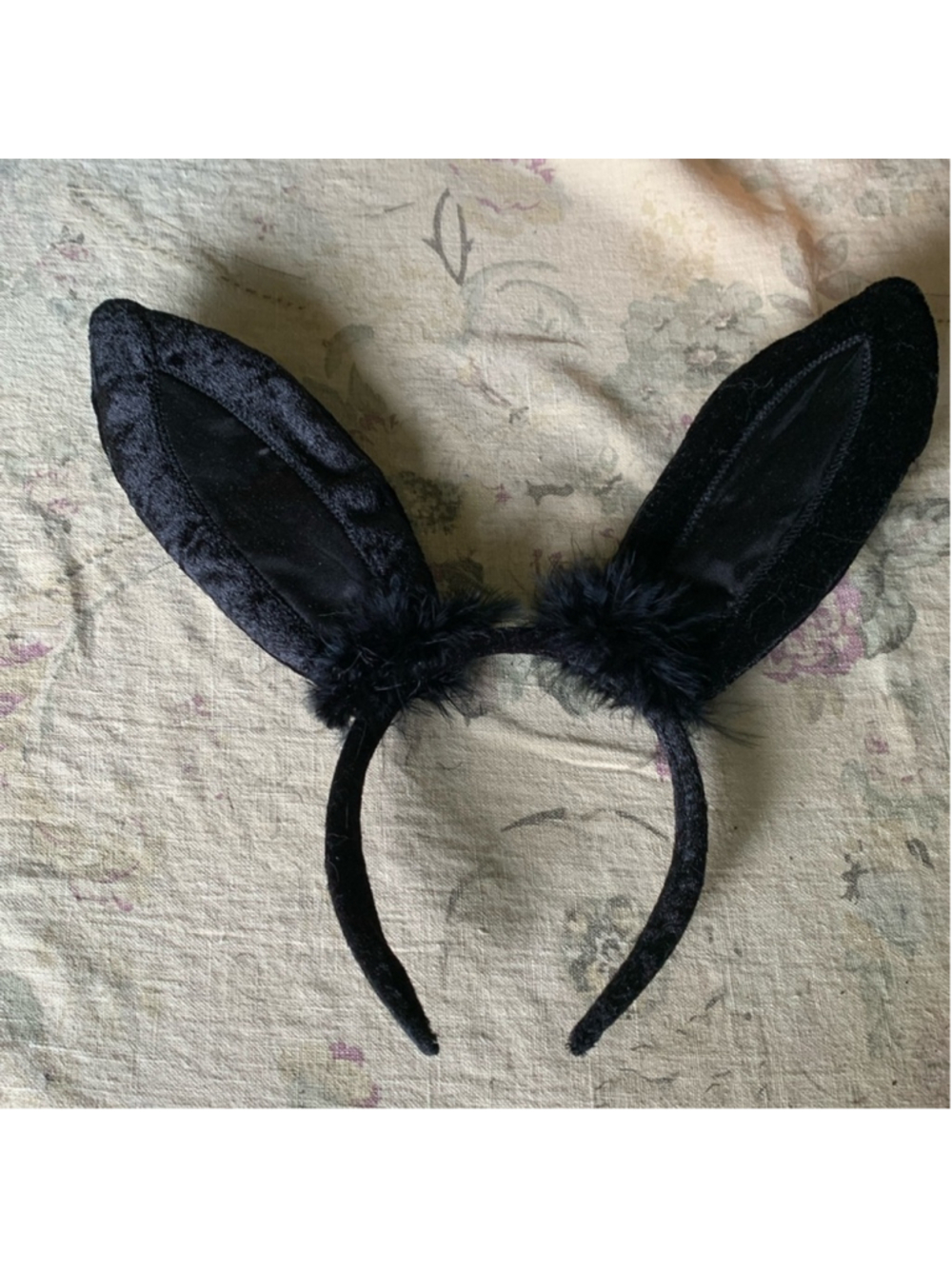 Black velvet and satin bunny ears